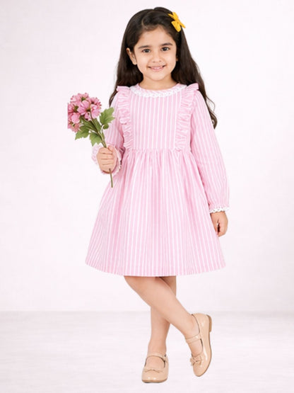 Petal Play Girls Pink Cotton Dress