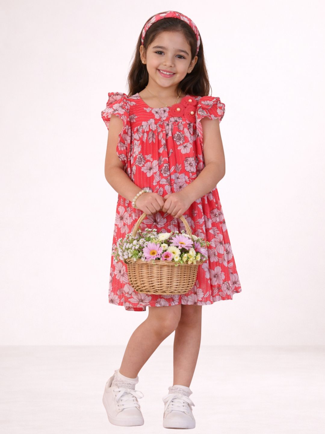 Petal Play Girls Red  Dress