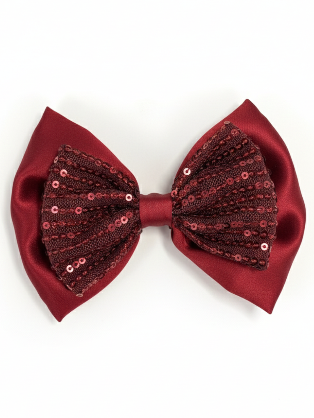 Lil Drama Deep Red Sequin &amp; Satin Hair Bow Clip - Red