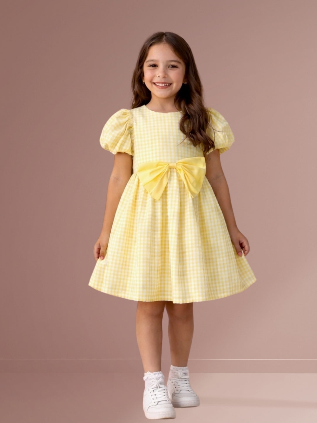 Citrus Crush Girls Yellow Cotton Dress