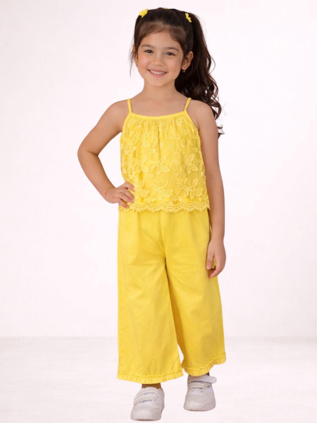 Petal Play Girls Yellow Jumpsuit