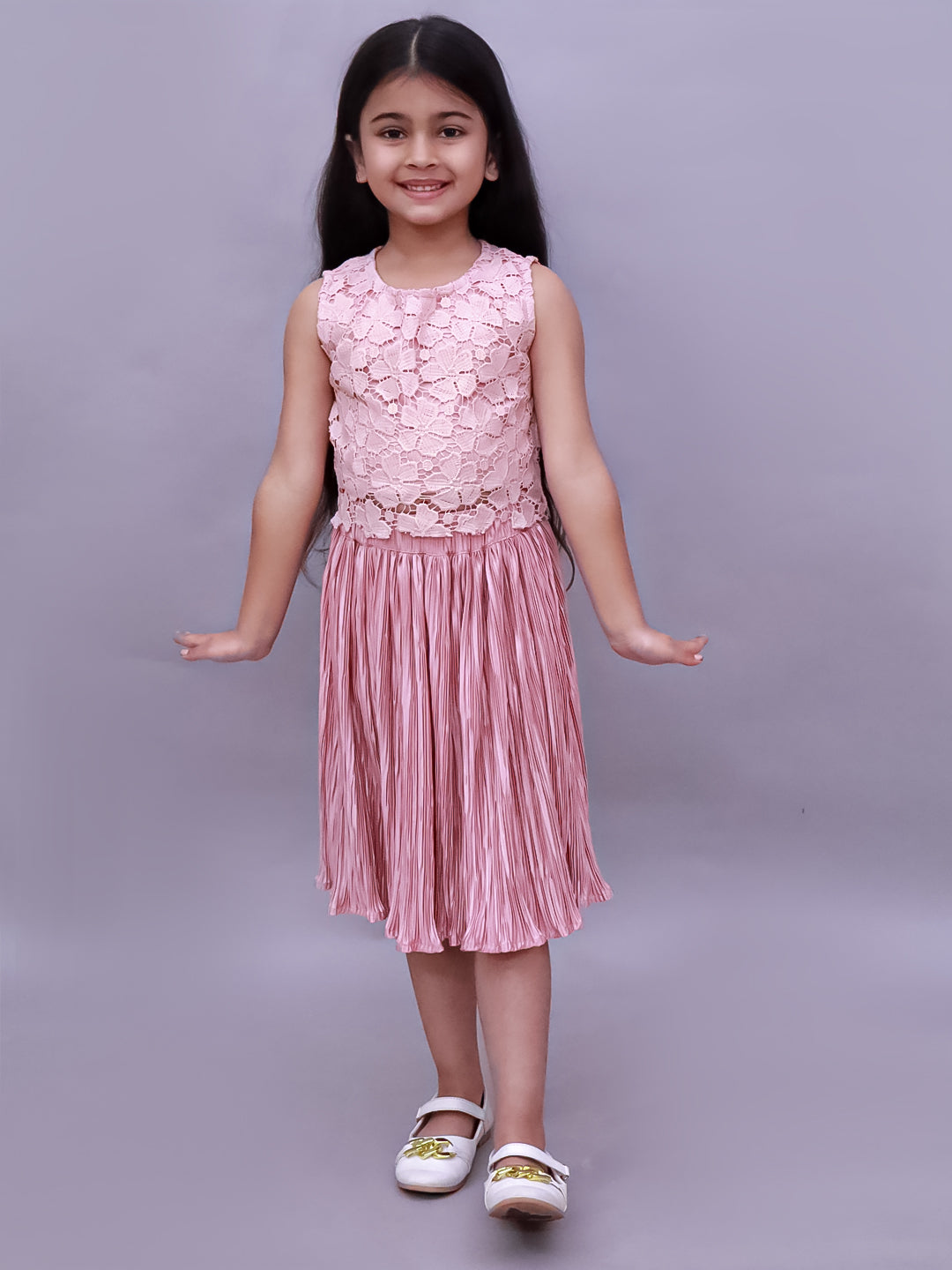 Glam Up Girls Party Peach Top And Skirt