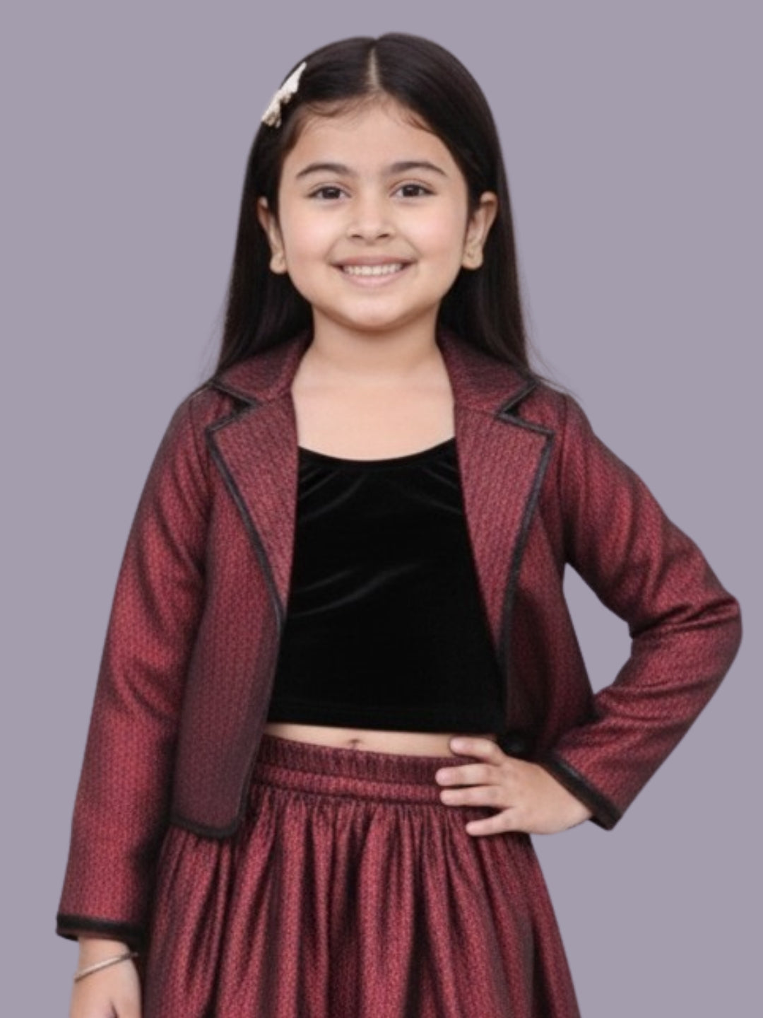 Glam up Girls Party Maroon Jacket