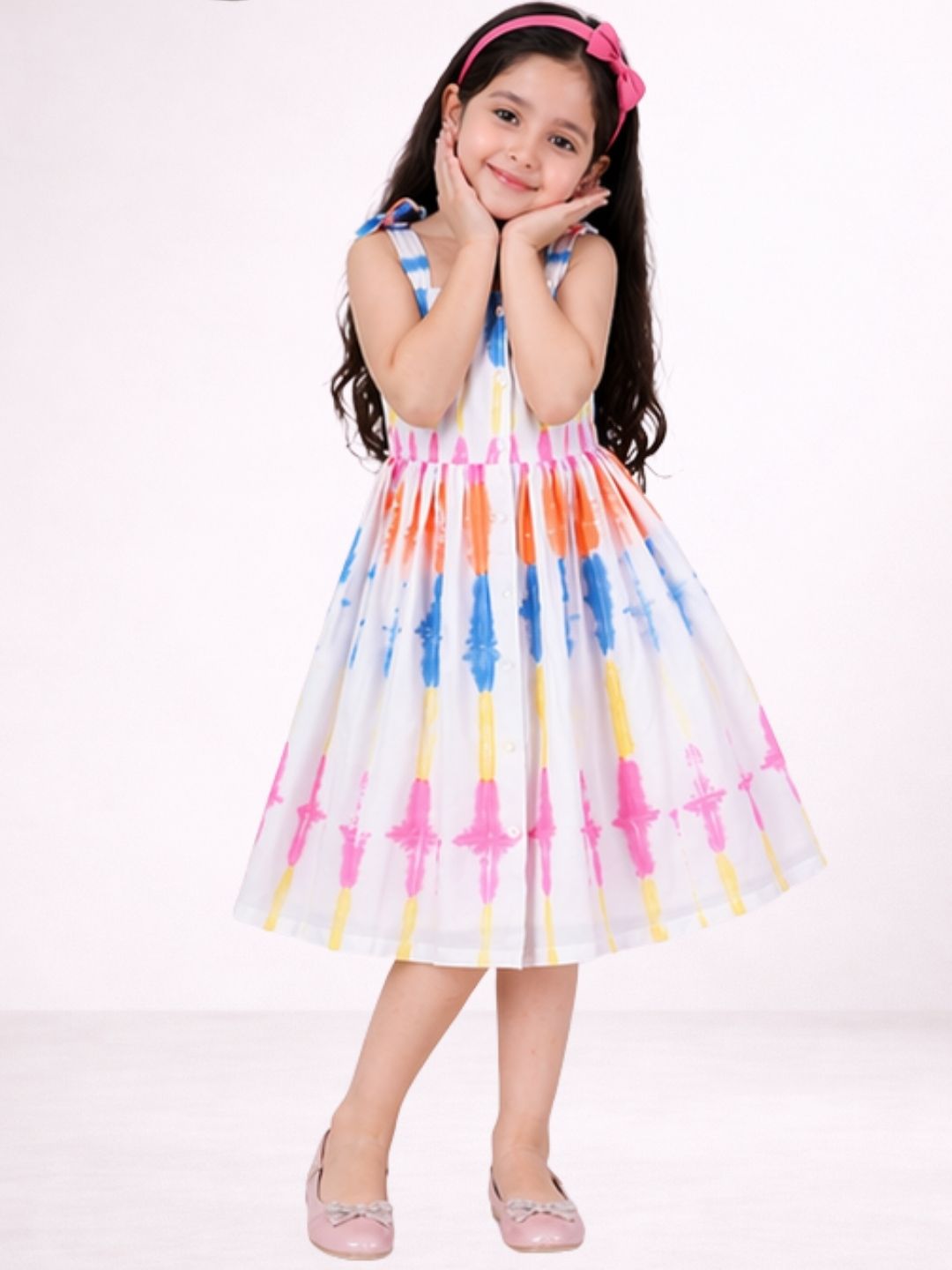 Petal Play Girls Mutlicolor Cotton Dress