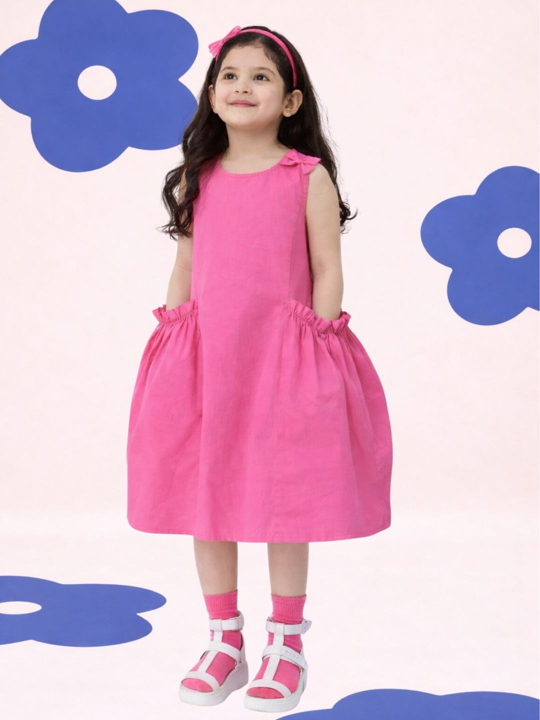 Petal Play Girls Pink Cotton Dress