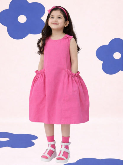Petal Play Girls Pink Cotton Dress