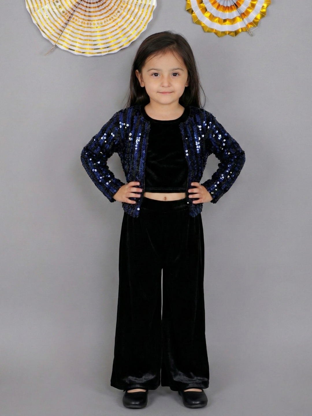 Razzle Dazzle Girls Navy Blue Jacket Bustier and Pant