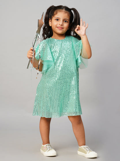 Razzle Dazzle Girls Sea Green Party Dress