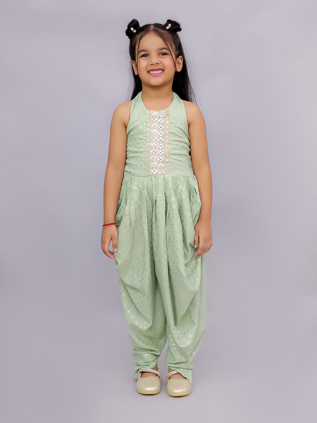 Fusion Fair Girls Green Dhoti Jumper