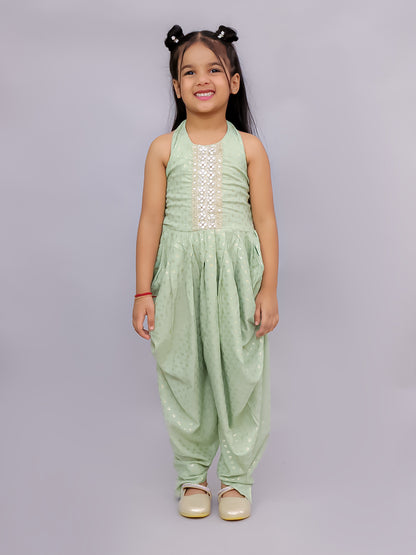 Fusion Fair Girls Green Dhoti Jumper