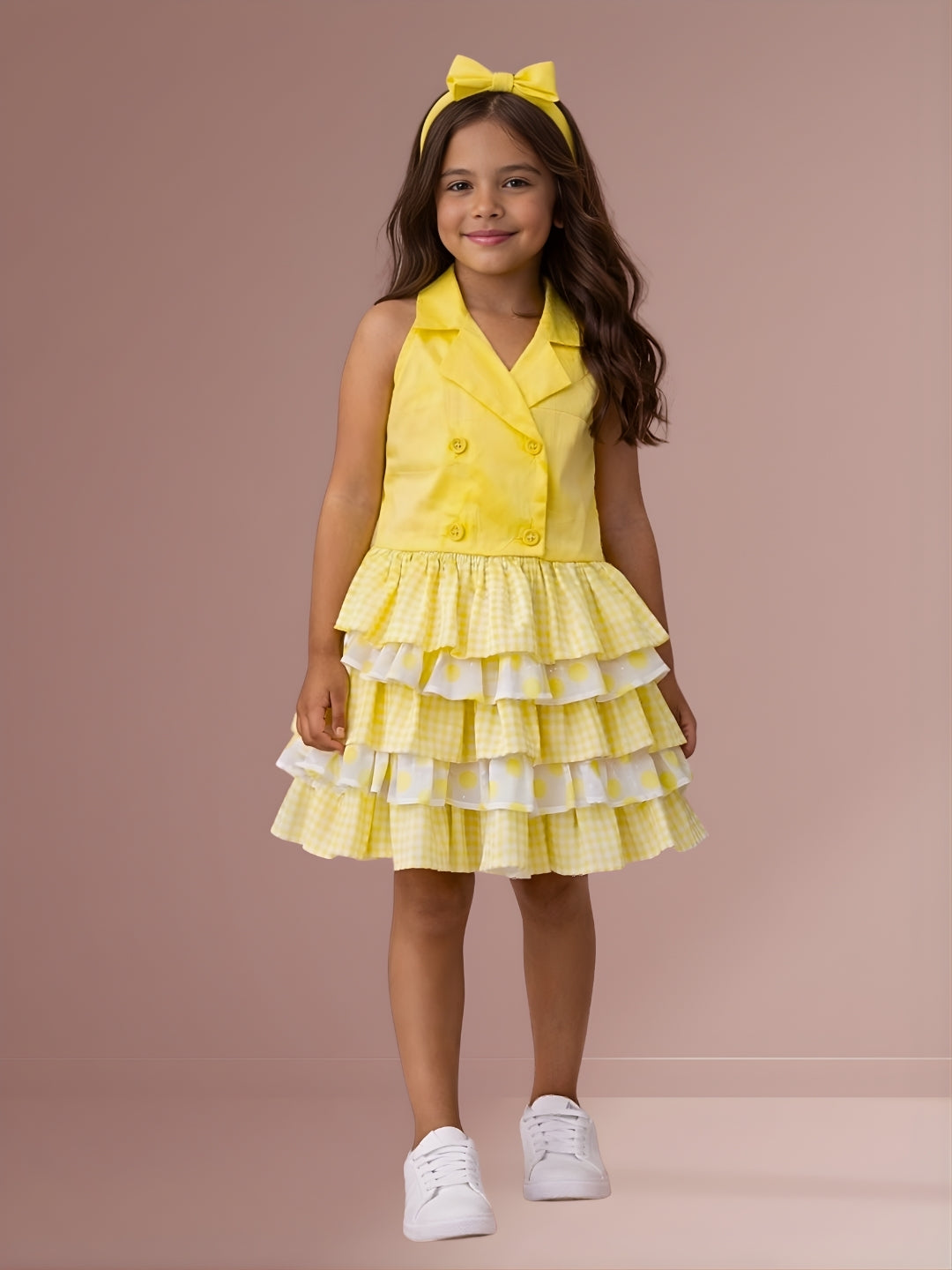 Citrus Crush Girls Yellow Cotton Top and Skirt