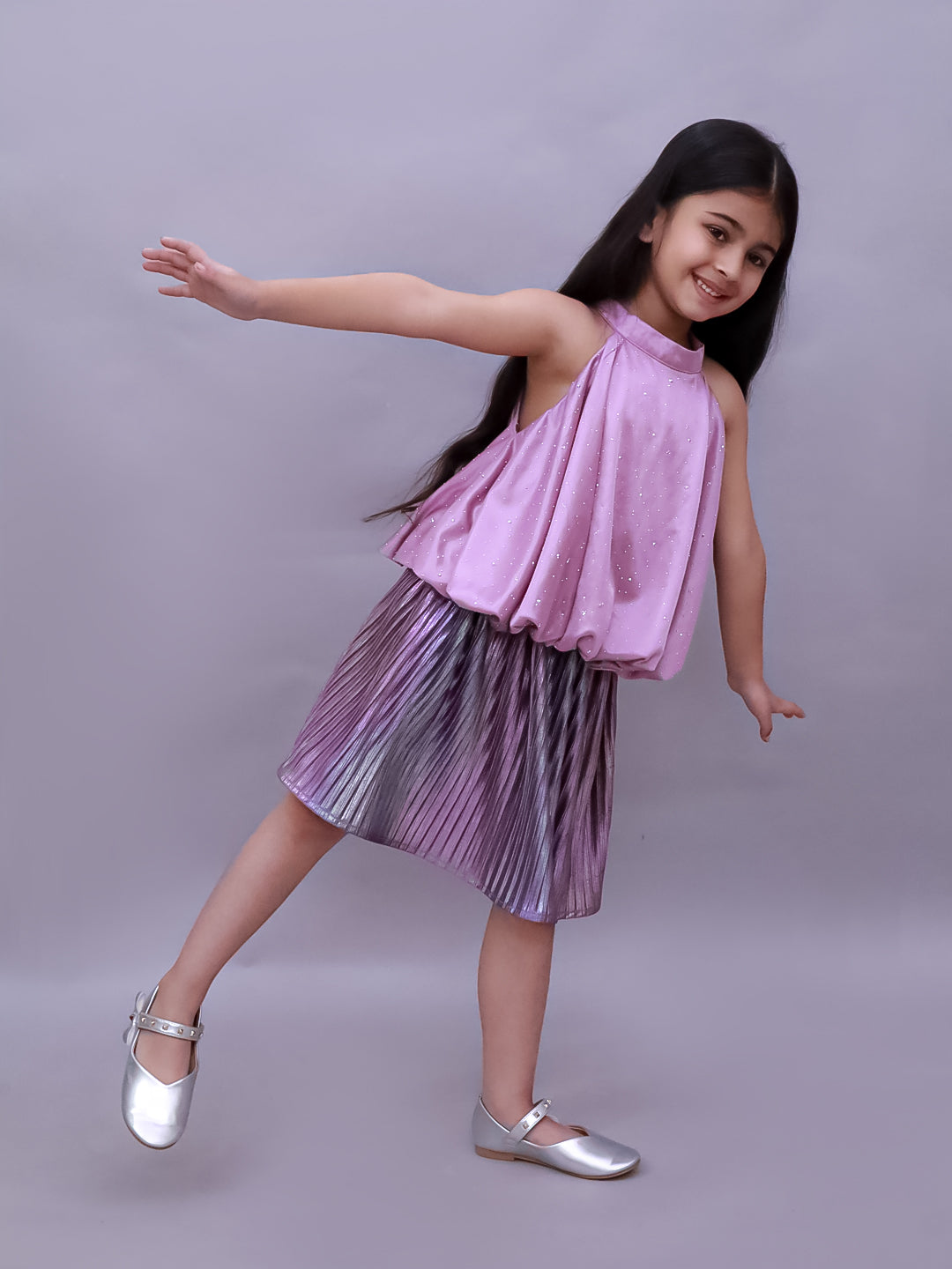 Glam Up Girls Party Purple Top And Skirt