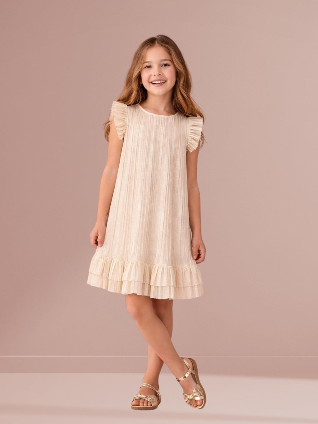 Glam Up Girls Party Gold Dress