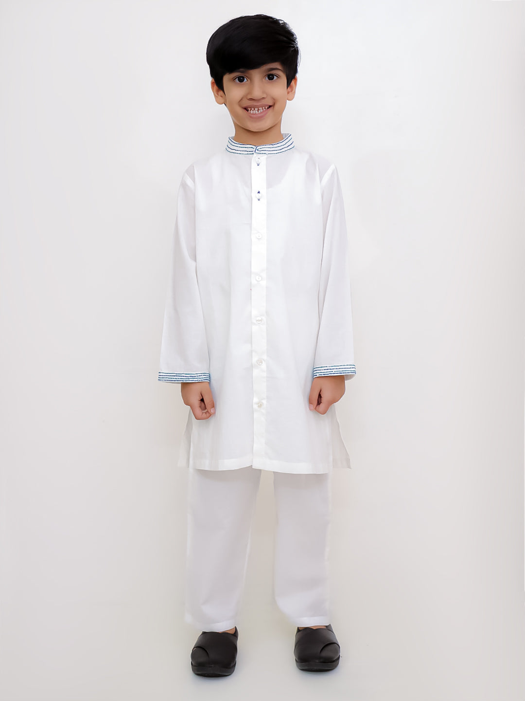 Shor-Gul White Kurta Pyjama Set For Boys