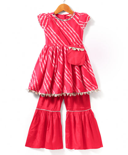Girls digital print kurta with sharara set