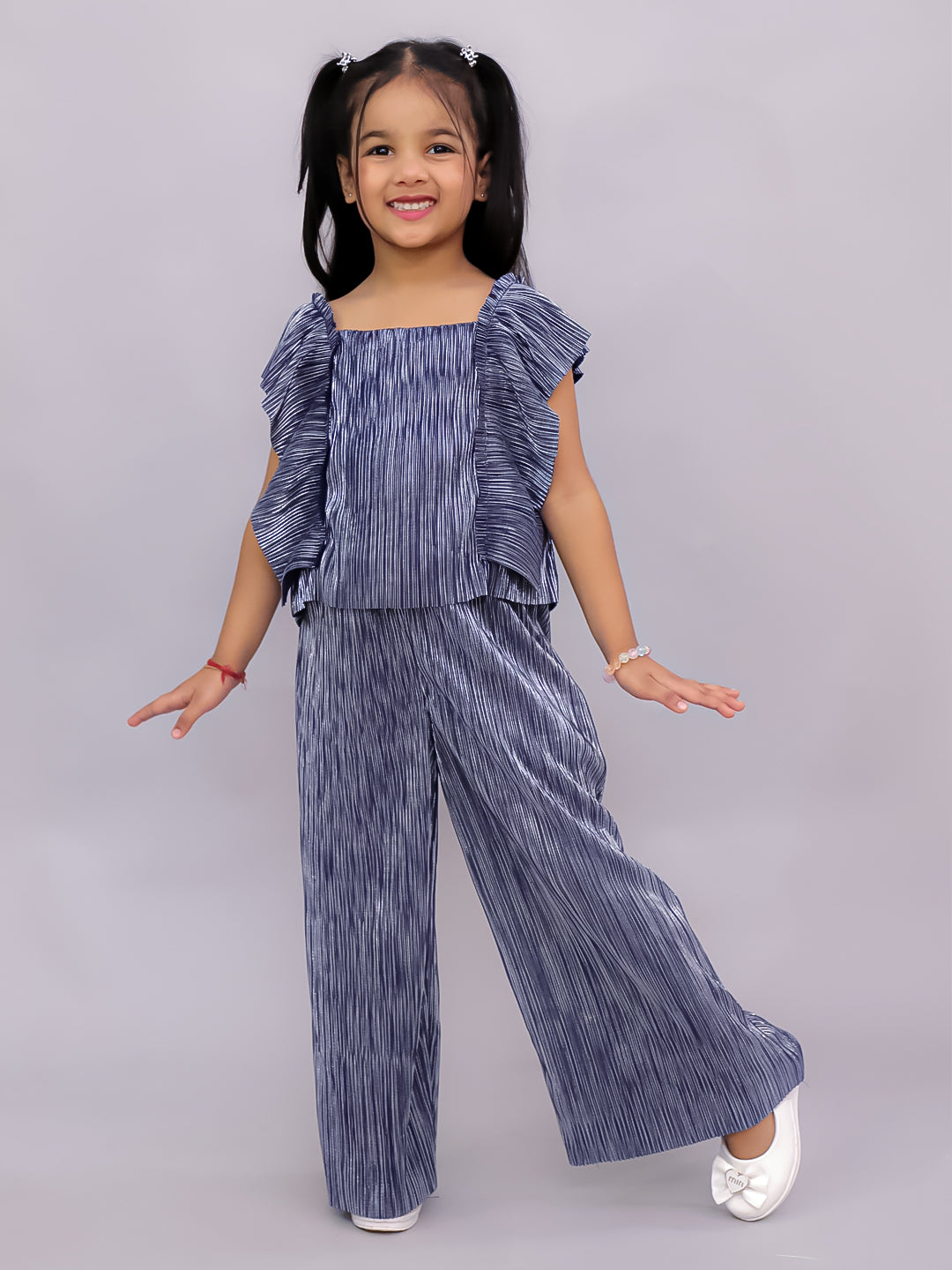 Glam Up Girls Blue Party Top and Pant Set