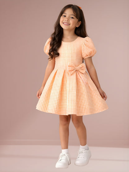 Citrus Crush Girls Orange Cotton Dress