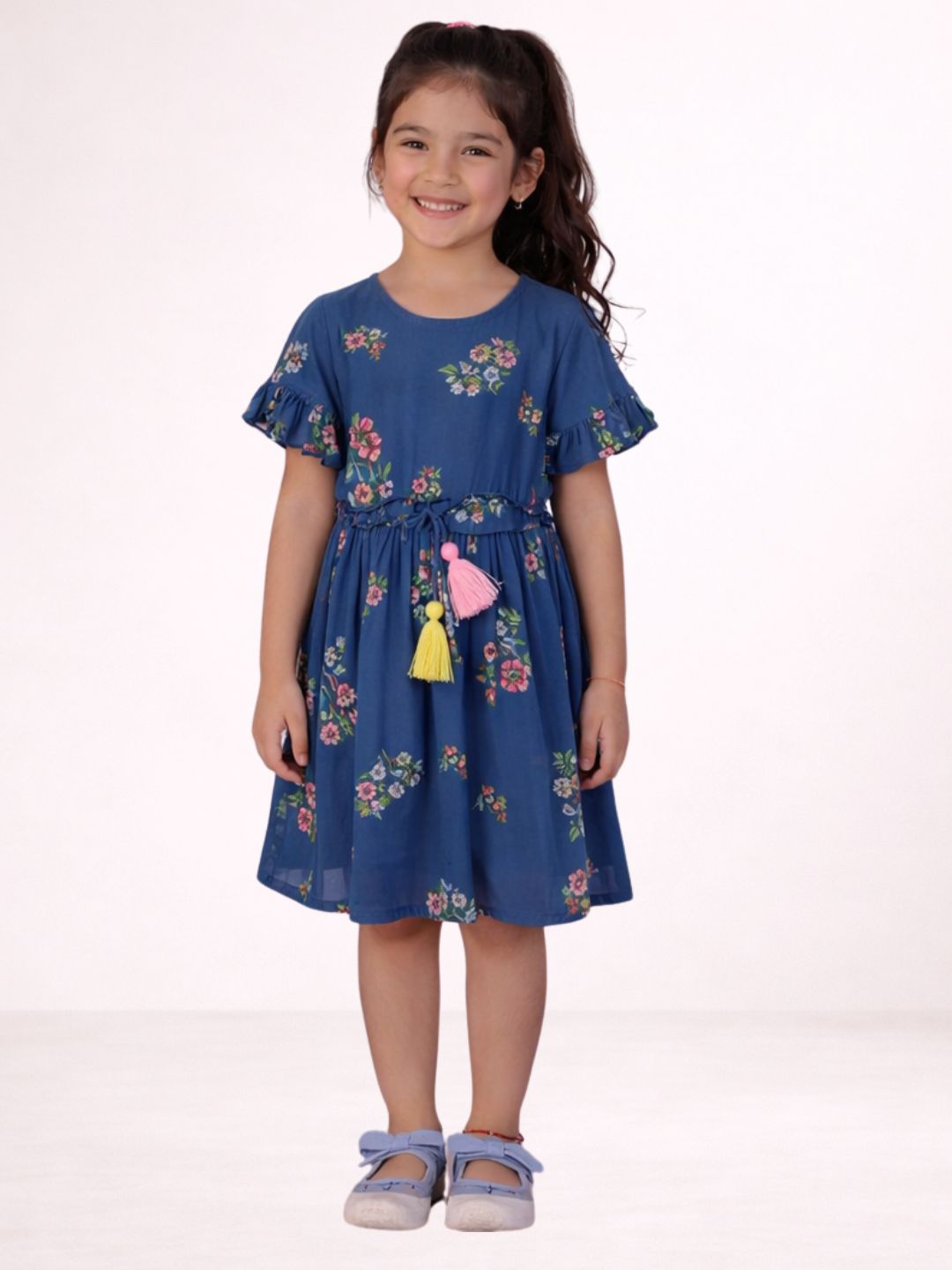 Petal Play Girls Blue Cotton Dress