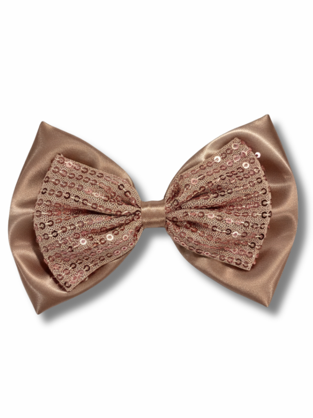 Lil Drama Peach Sequin and Satin Hair Bow Clip - Peach