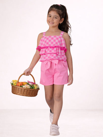 Petal Play Girls Pink Top and Shorts Set