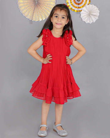 Girls pleated georgette party dress