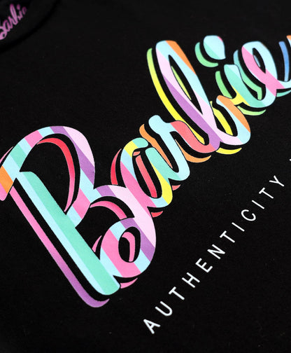Rainbow Barbie Girls Black T-shirt