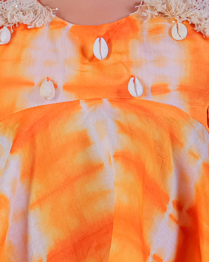 Girls Fusion Tie &amp; Dye Flared Palazzo and flared Top with Shell Work