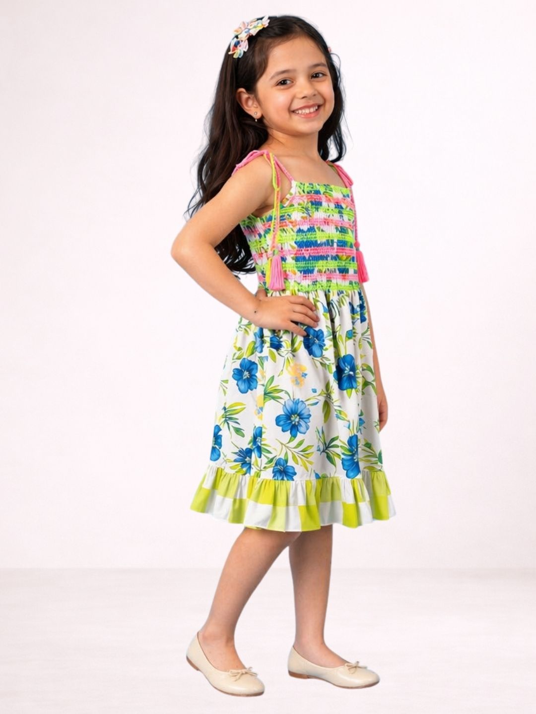 Petal Play Girls Green Dress