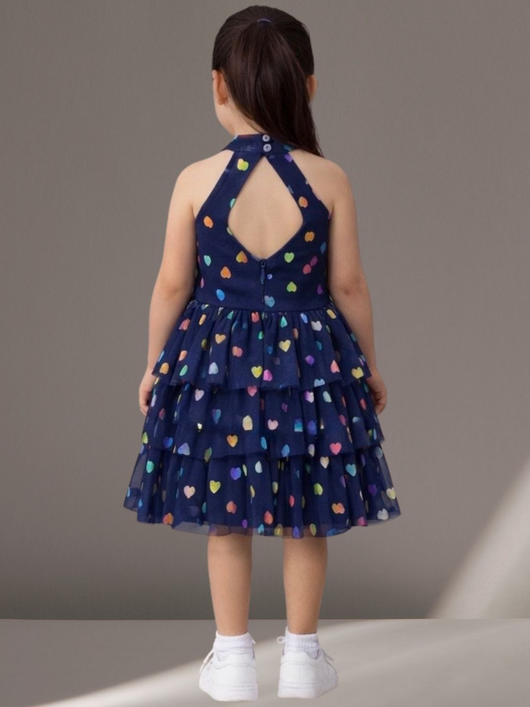 Glam Up Girls Navy Blue Net Dress