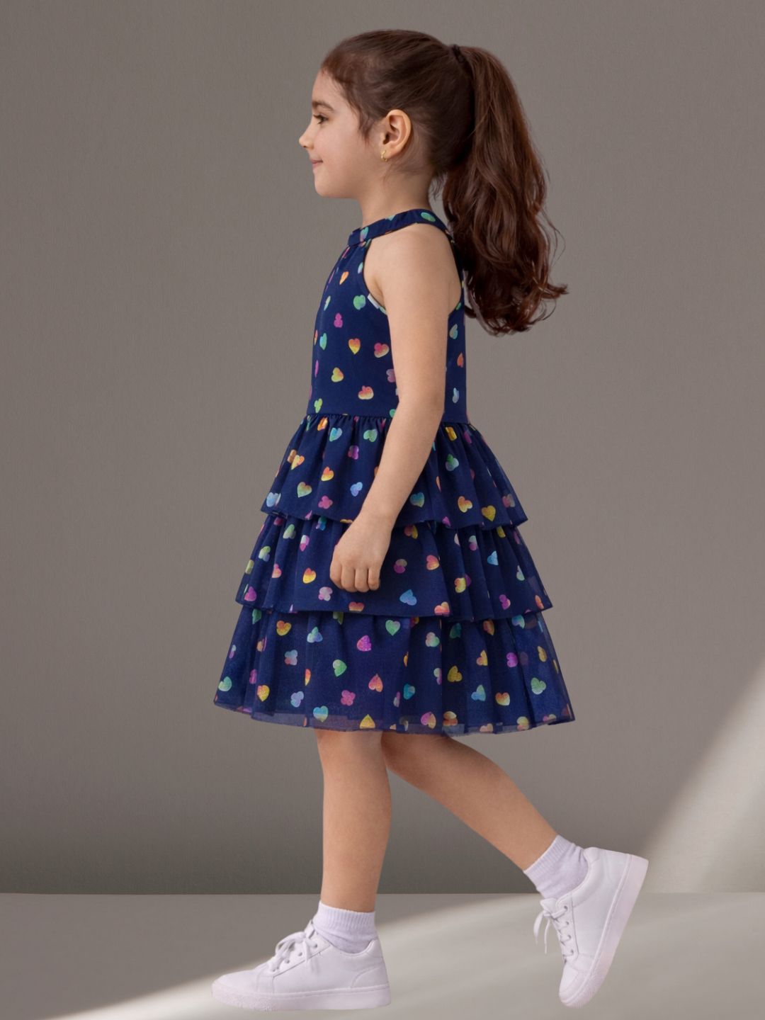Glam Up Girls Navy Blue Net Dress