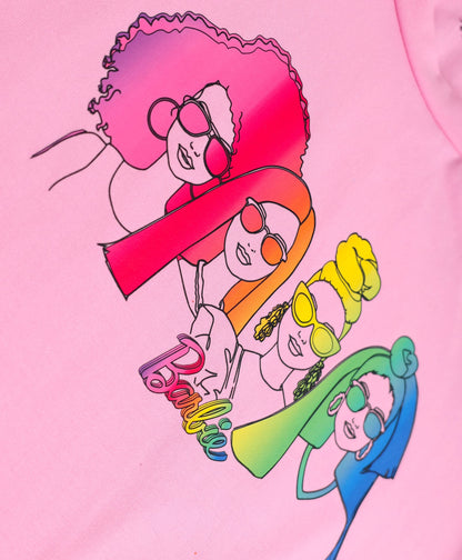 Rainbow Barbie Girls Pink T-shirt