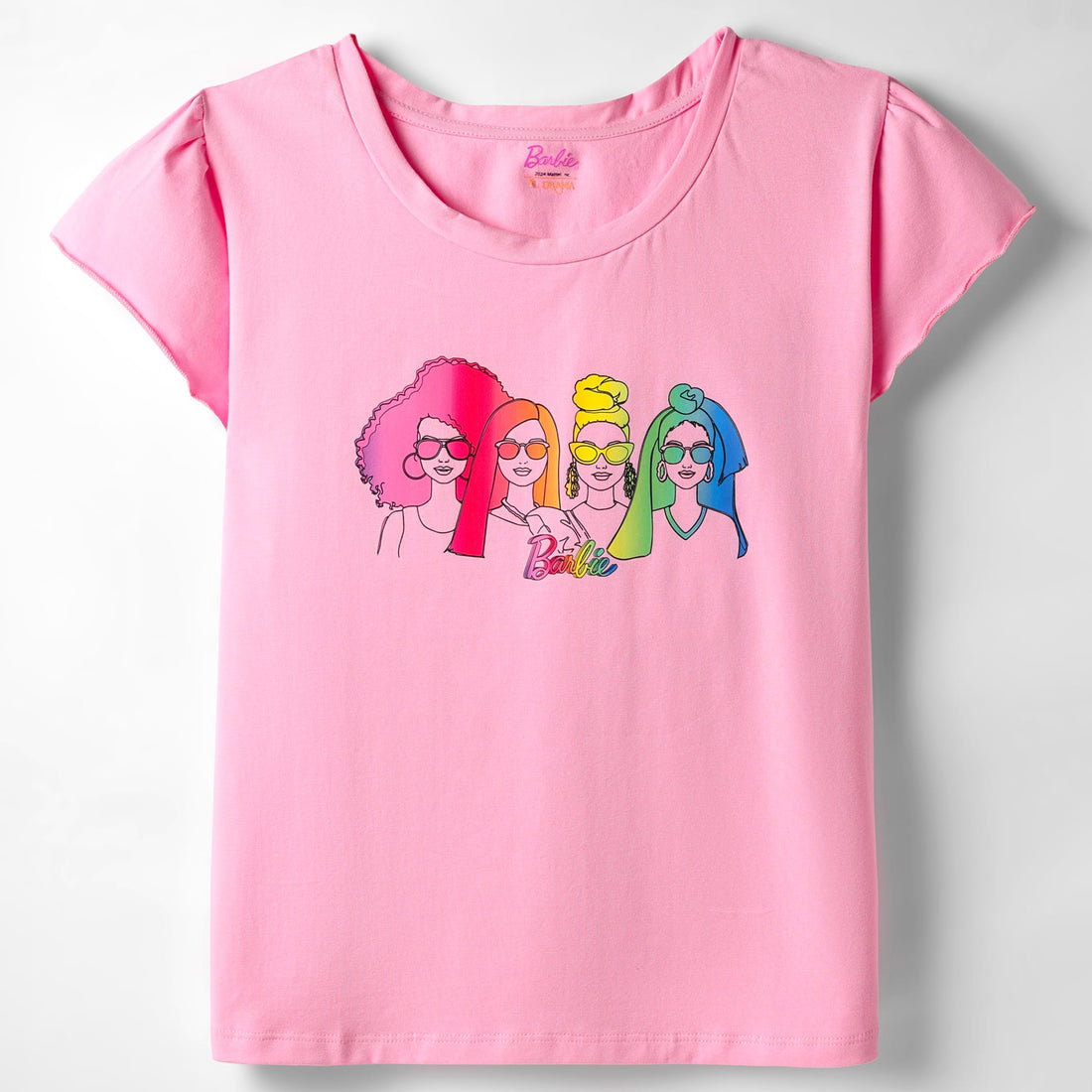 Rainbow Barbie Girls Pink T-shirt