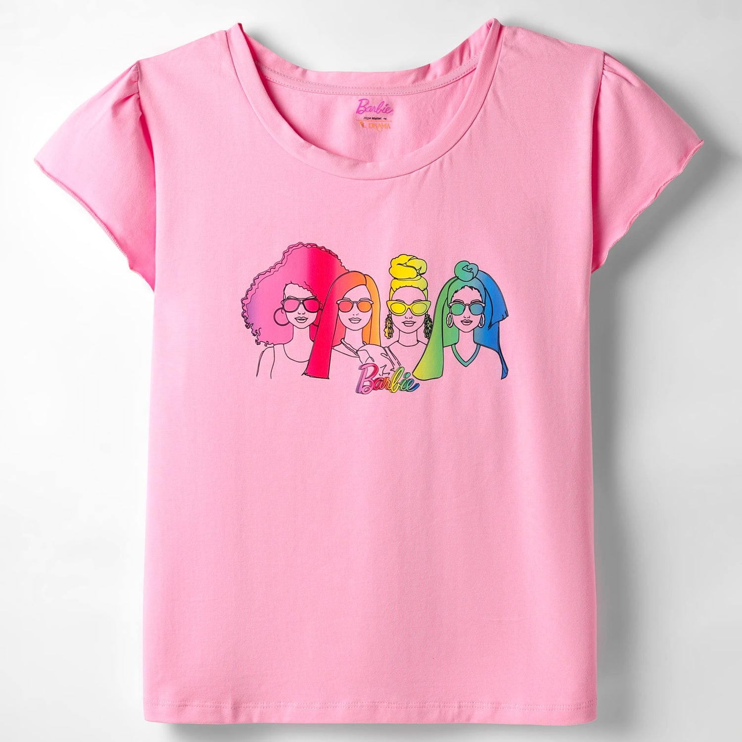 Rainbow Barbie Girls Pink T-shirt