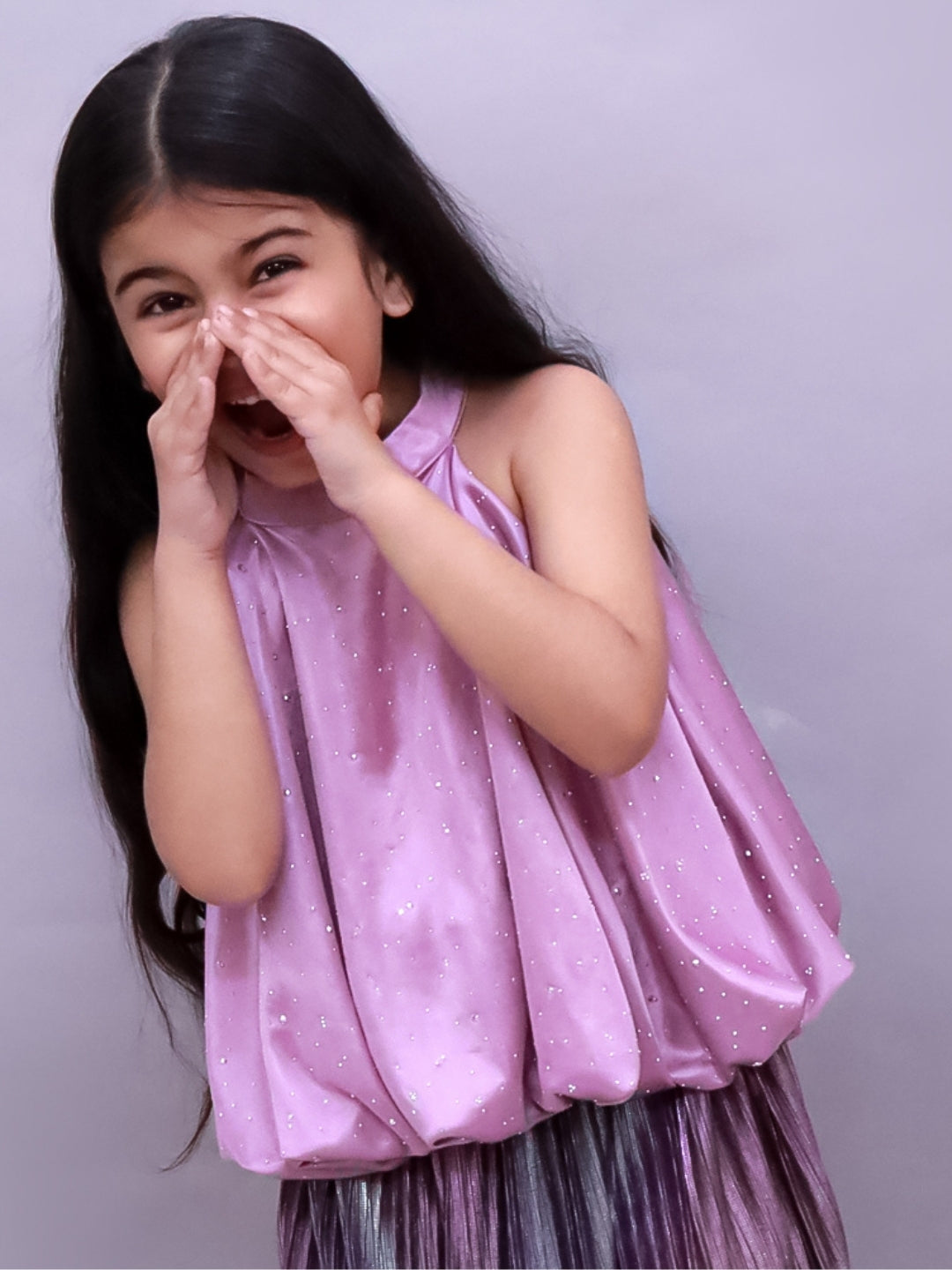 Glam Up Girls Party Purple Balloon Top