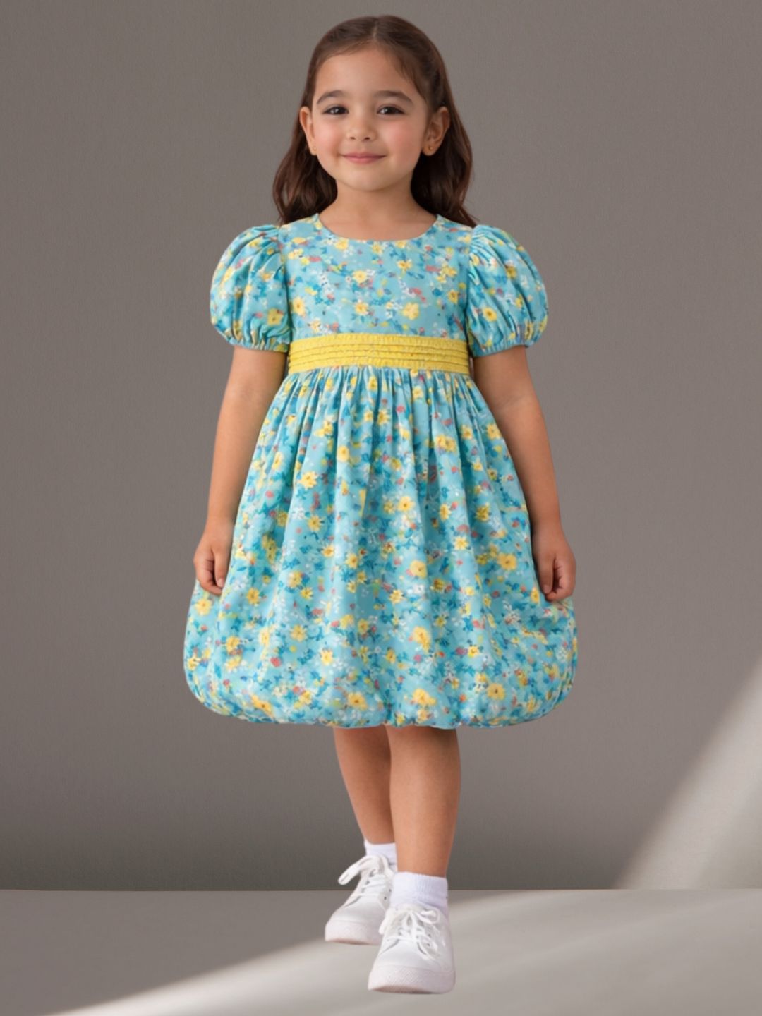 Citrus Crush Girls Blue Cotton Dress