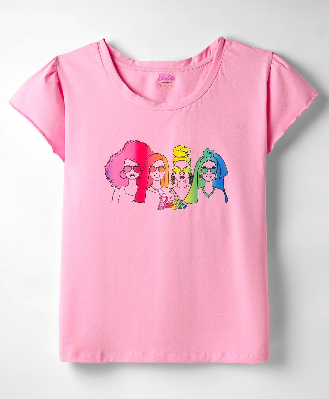 Rainbow Barbie Girls Pink T-shirt