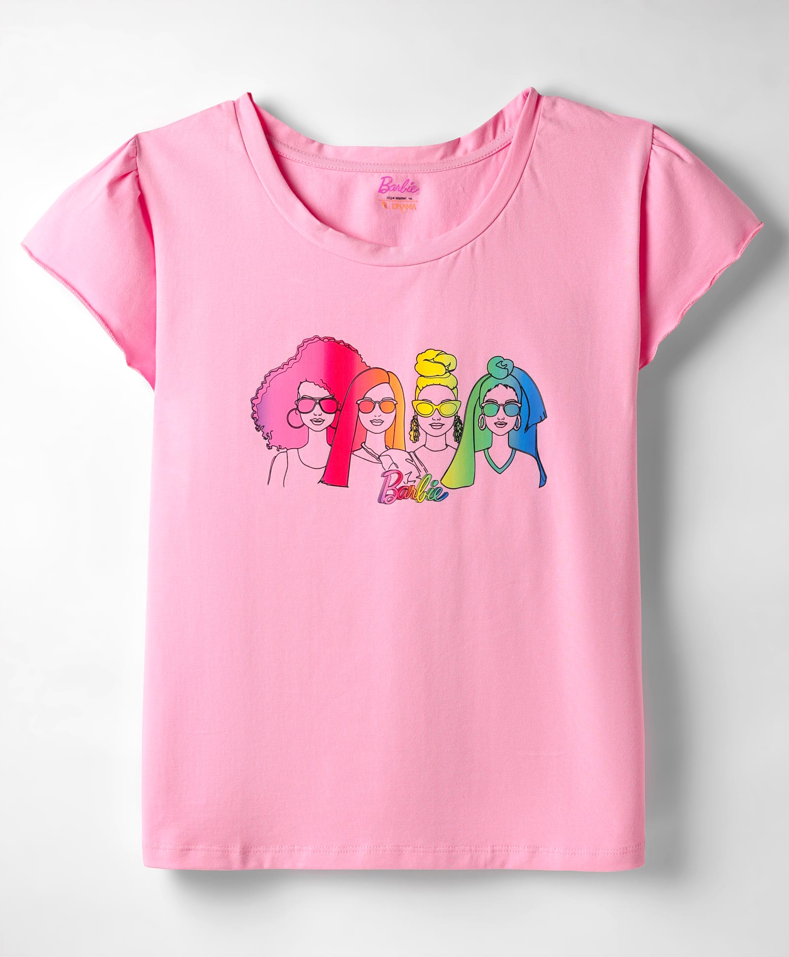 Rainbow Barbie Girls Pink T-shirt