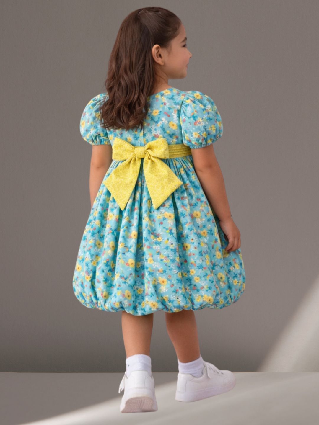 Citrus Crush Girls Blue Cotton Dress