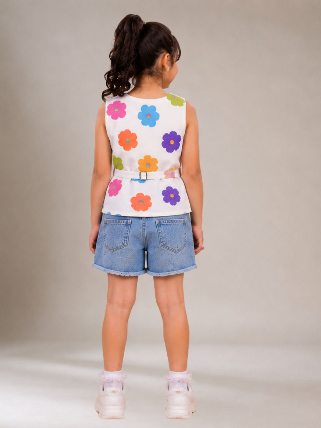Petal Play Girls Floral White Top