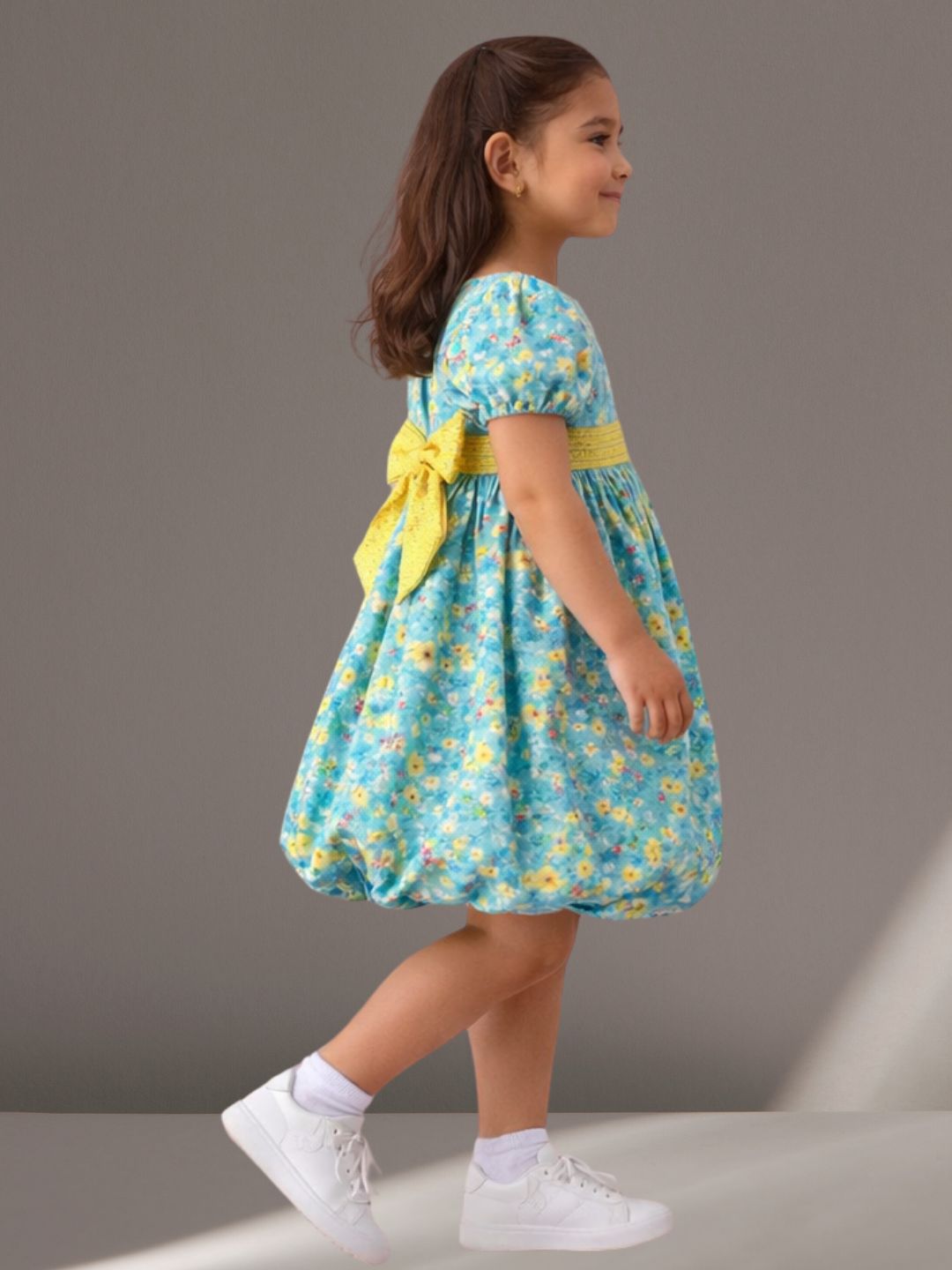 Citrus Crush Girls Blue Cotton Dress