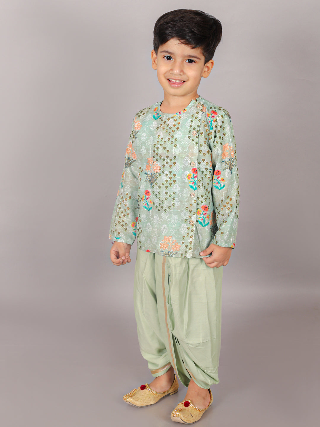 Fusion Fair Boys Green Kurta with  Dhoti