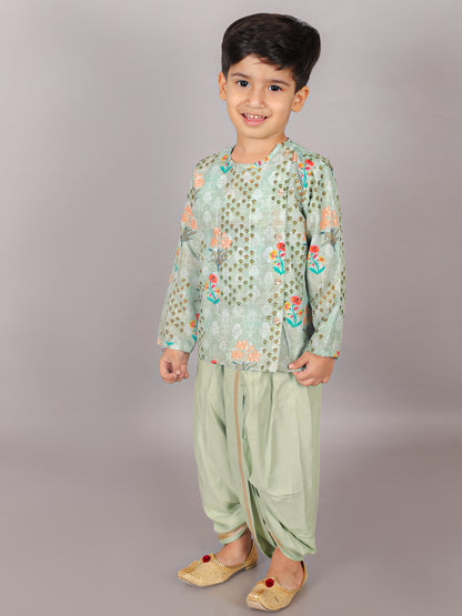 Fusion Fair Boys Green Kurta with  Dhoti