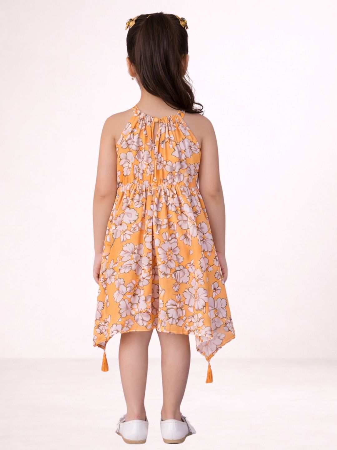 Petal Play Girls Mustard Cotton Dress