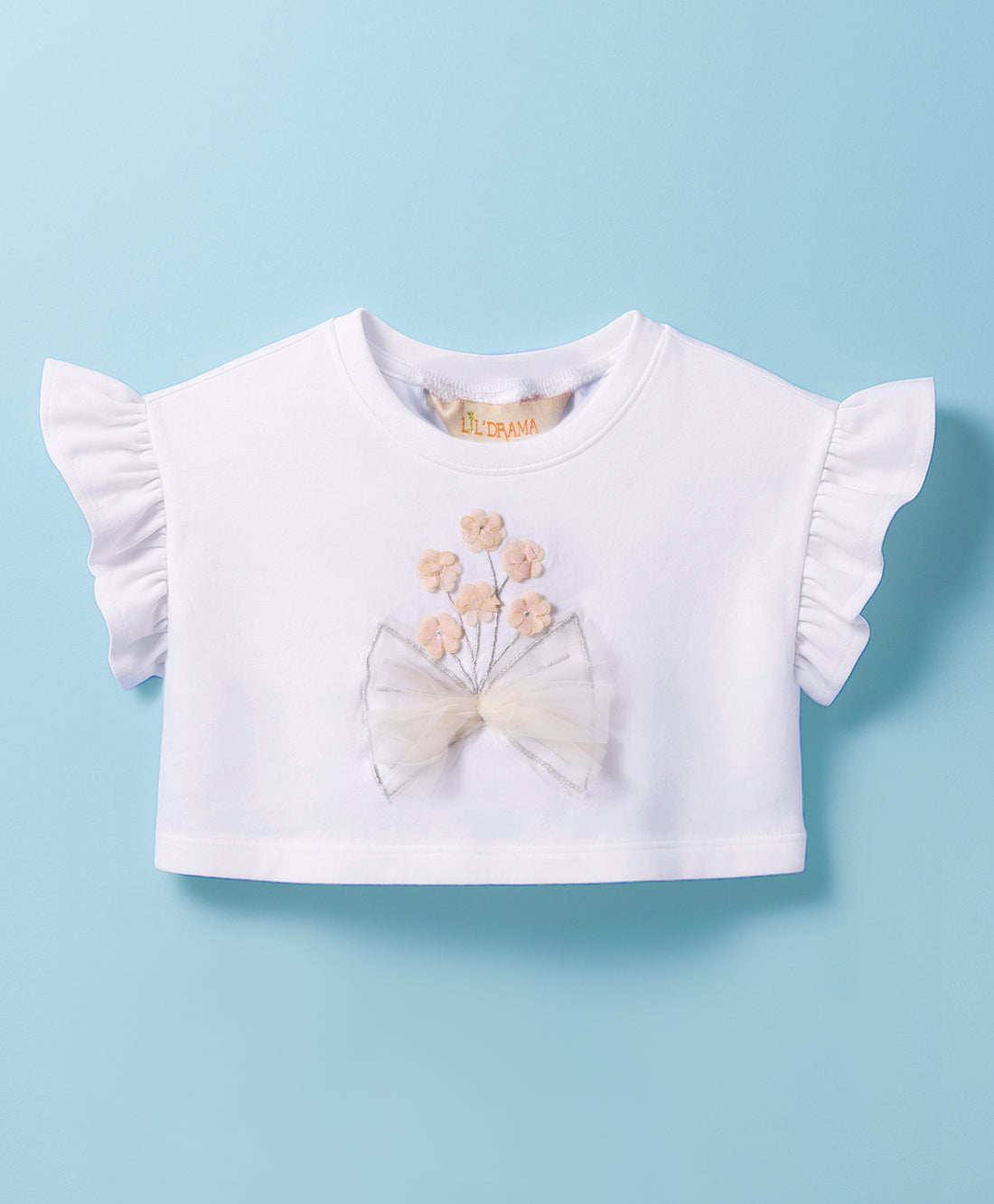 Paris Night White T-shirt with Pink Skirt Set For Girls