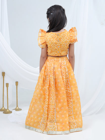 Girls printed chanderi lurex ghaghra choli set