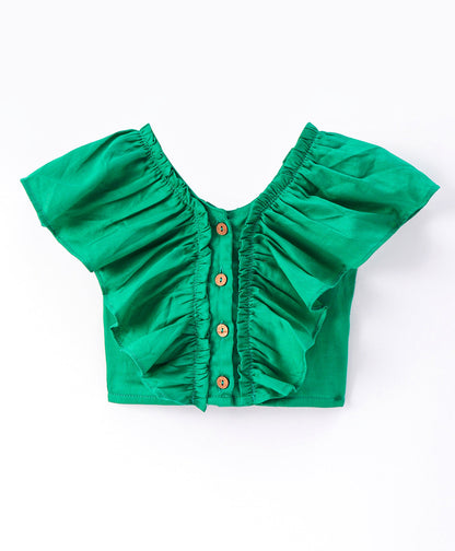 Girls Stylish and Trendy Cotton satin Ruffle Top with Shorts