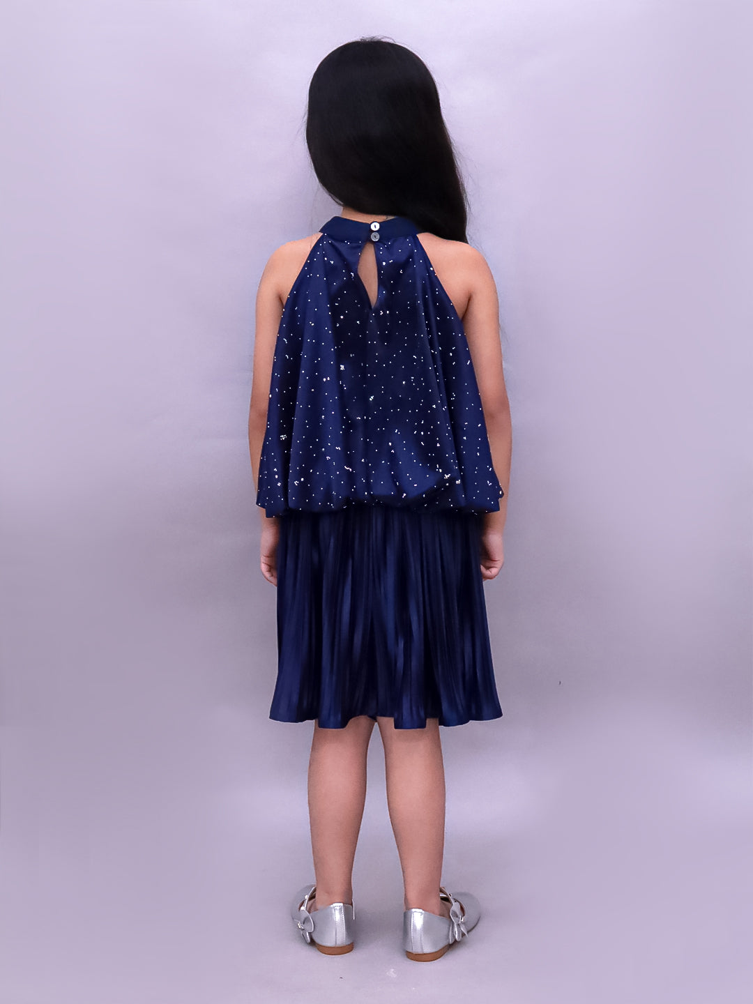 Glam Up Girls Party Navy Blue Top And Skirt