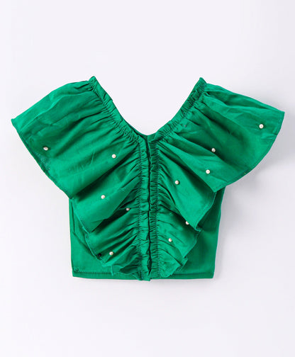 Girls Stylish and Trendy Cotton satin Ruffle Top with Shorts
