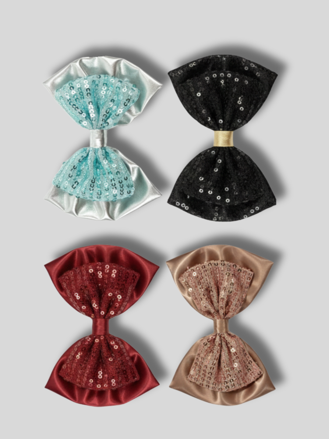 Lil Drama Classic Black Sequin and Gold Accent Hair Bow - Black