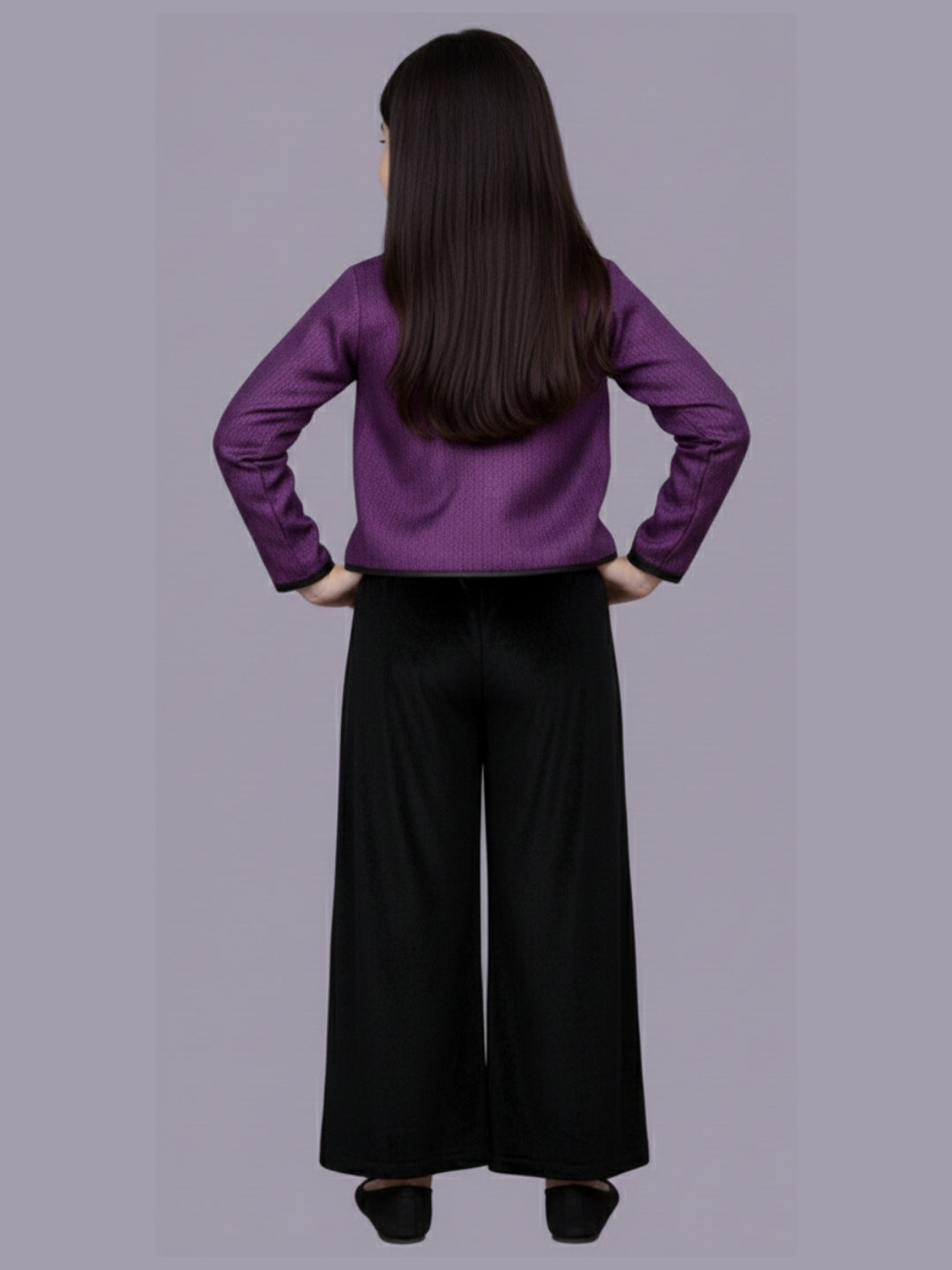 Glam up Girls Party Violet Jacket and Black Pant